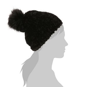 Mix No. 6 Black Faux Fur Pom Beanie